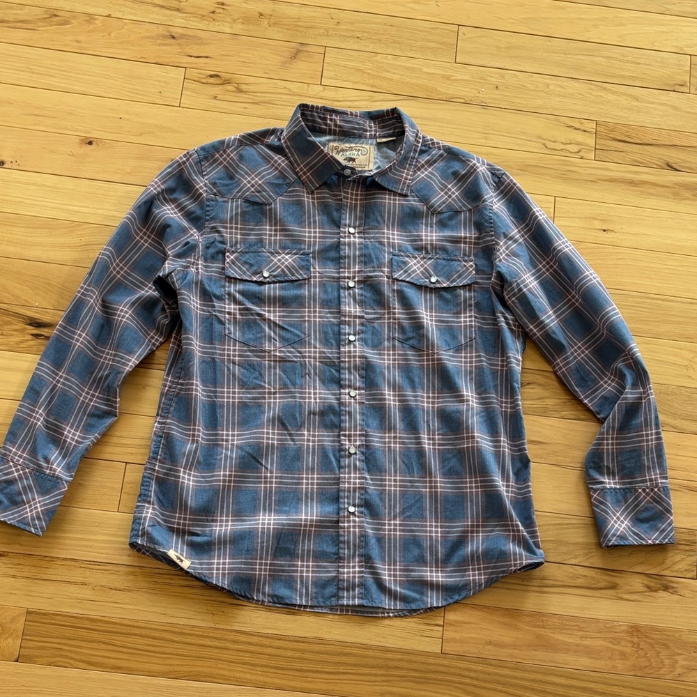 Men's Blue and Brown Plaid Casual Shirt